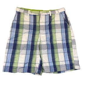 Starbury Mens Plaid Golf Shorts Size 42 Blue Casual Plaid Blue Green Black